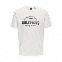 ONLY&SONS Camisetas Hombre Camiseta Only & Sons Lenny Vintage Print Cloud Dancer