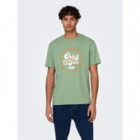 ONLY&SONS Camisetas Hombre Camiseta Only & Sons Lenny Vintage Print Hedge Green
