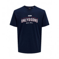 ONLY&SONS Camisetas Hombre Camiseta Only & Sons Lenny Vintage Print Navy Blazer