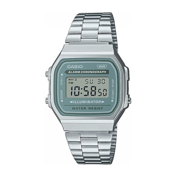CASIO Coleccion A168WA-3AYES Reloj Digital Acero Inoxidable,cronometro, Alarma, Resistente Al Agua