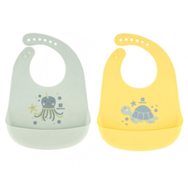 Set 2 Baberos de Silicona Sea World Octopus - Turtle  KIKABOO