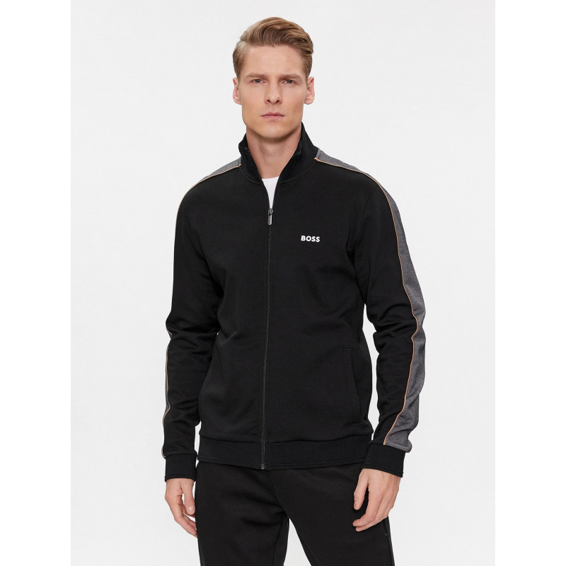 BOSS Chaqueta deportiva de algodón elástico con cremallera y logotipo  lateral para hombre