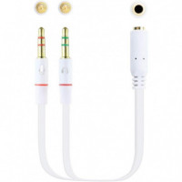 Cable Audio NANOCABLE Jack 3.5/H - X2 Jack 3.5/M 20CM White