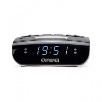 AIWA Radio Reloj Despertador CR-15 con Doble Alarma, 20 Presintonias Negra