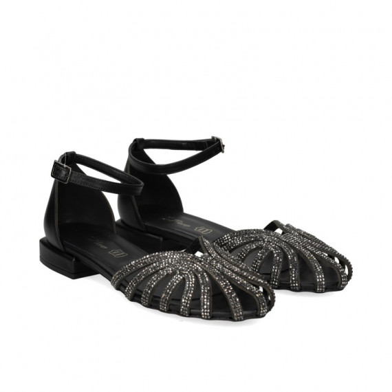 Sandalia con Talon Strass Negro  S.PIERO