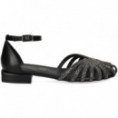 Sandalia con Talon Strass Negro  S.PIERO