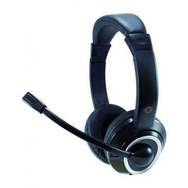 CONCEPTRONIC Micro Auricular de Casco Con Cable POLONA Para PC VOIP,Usb Negro POLONA01B