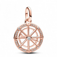 PANDORA Charm Medallón con un Recubrimiento en Oro Rosa de 14K Ruleta Fortuna 783063C01