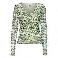 Camisas y Tops Top ICHI Ista Green Tea Zebra
