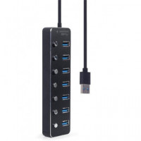 GEMBIRD Hub USB 7 Puertos 3.1 GEN1 con Interruptor y Alimentacion (aparte) UHB-U3P7P-01