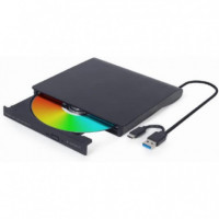 Regrabadora Externa DVD GEMBIRD Dual USB 3.1 + Usb-c Black