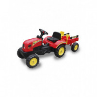 Tractor a Pedales con Trailer Go-kart Rojo  QPLAY