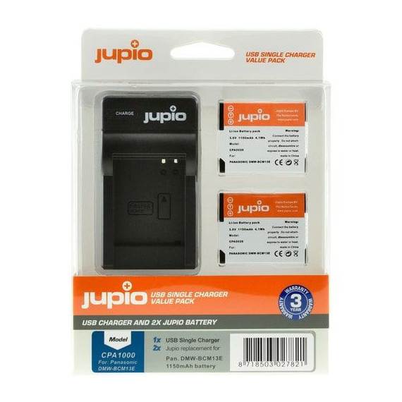 JUPIO Kit 2 Baterias DMW-BCM13E + Cargador USB