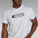 G-STAR RAW DENIM Camisetas Hombre Camiseta G-star Distressed Old School Logo White