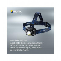 VARTA Linterna Frontal Work Flex H20 Sensor de Movimiento 150LUMENES 78MTRS IP54