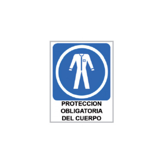Cartel PVC Proteccion Obligatoria Cuerpo 40X30