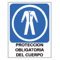 Cartel PVC Proteccion Obligatoria Cuerpo 40X30