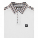 Polos Polo WEEKEND OFFENDER Costa Mid Check Collar White