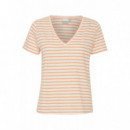 Camisetas Mujer Camiseta ICHI Yulieta Coral Rose Stripes