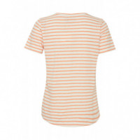 Camisetas Mujer Camiseta ICHI Yulieta Coral Rose Stripes