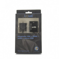 IGGUAL Adaptador VGA a HDMI + Audio + Microusb