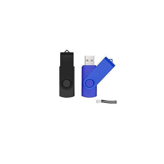 Asialink W001 Pendrive 2GB USB Negro/azul Metalico Giratorio, Puede Grabar Publicidad  LALO