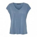 Camisetas Mujer Camiseta Filli Básica de Mujer VERO MODA Cuello Pico China Blue