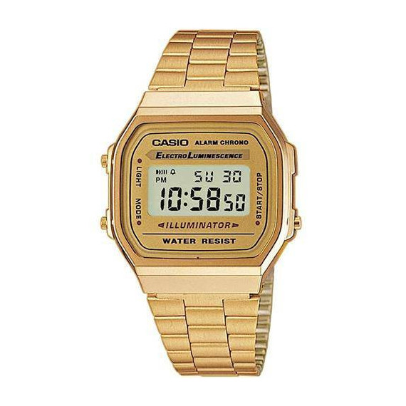 CASIO Coleccion A168WG-9EF Reloj Digital Acero Inoxidable Dorado, Fecha, Alarma, Resistente Al Agua