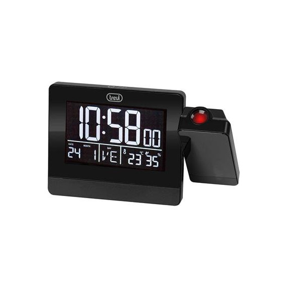 TREVI Reloj Despertador con Proyeccion de Hora/termometro/higrometro/usb EC884PJ Negro