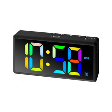 TREVI Reloj Despertador Multicolor Jumbo ES886 con USB Negro