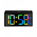 TREVI Reloj Despertador Multicolor Jumbo ES886 con USB Negro