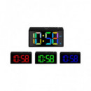 TREVI Reloj Despertador Multicolor Jumbo ES886 con USB Negro