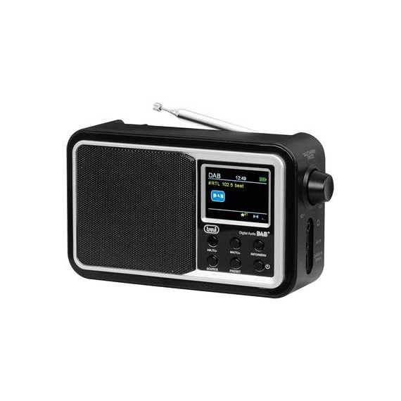 TREVI Radio Recargable Dab+ 7F96 R Fm Rds Bluetooth,despertador con 2 Alarmas,aux In Negra