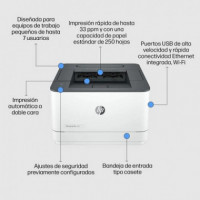 Impresora HP Laserjet Pro Laser Monocromo 3002DW Duplex White