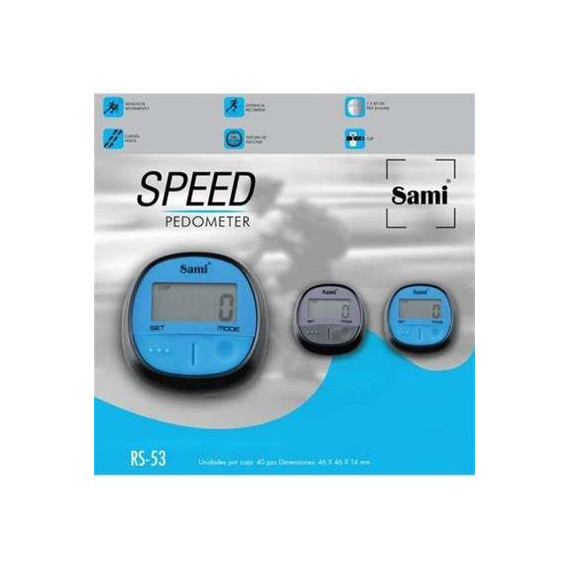 SAMI Podometro Speed Sensor Movimiento, Cuenta Pasos, Distancia Recorrida, con Cip Surtido Colores
