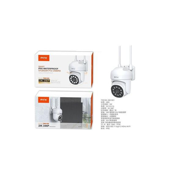 MTK Camara Ip  de Vigilancia Exterior Ptz Smart TR9185 2K 360º, Ranura Micro Sd,resistente Al Agua