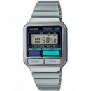 CASIO Coleccion A120WE-1AEF Reloj Digital Plateado, Fecha, Alarma, Resistente Al Agua