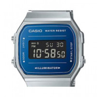 CASIO Coleccion A168WEM-2BEF Reloj Digital Acero Inoxidable Plata/azul, Fecha, Alarma