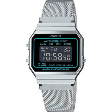 CASIO Coleccion A700WMS-1BEF Reloj Digital Correa Plateado, Fecha,cronometro, Alarma