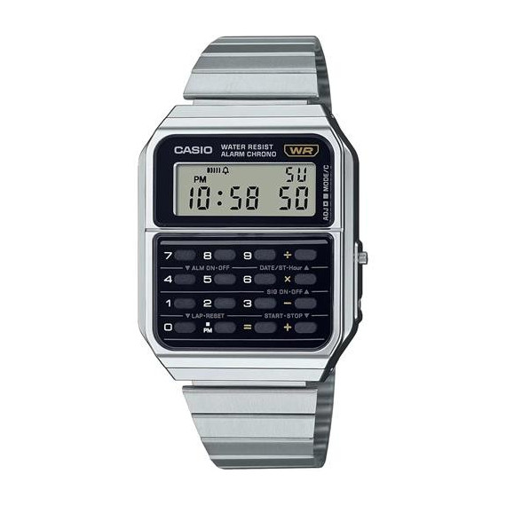 CASIO Coleccion CA-500WE-1AEF Reloj Digital con Calculadora Correa Plateado