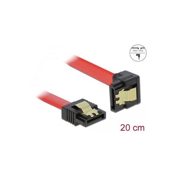 DELOCK Cable Sata 6GB/S Acodado por un Lado 20CMS Rojo 83977