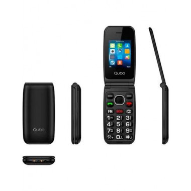 QUBO Telefono Movil NEO2NW Negro Dual Sim,radio, Boton Sos,camara con Base