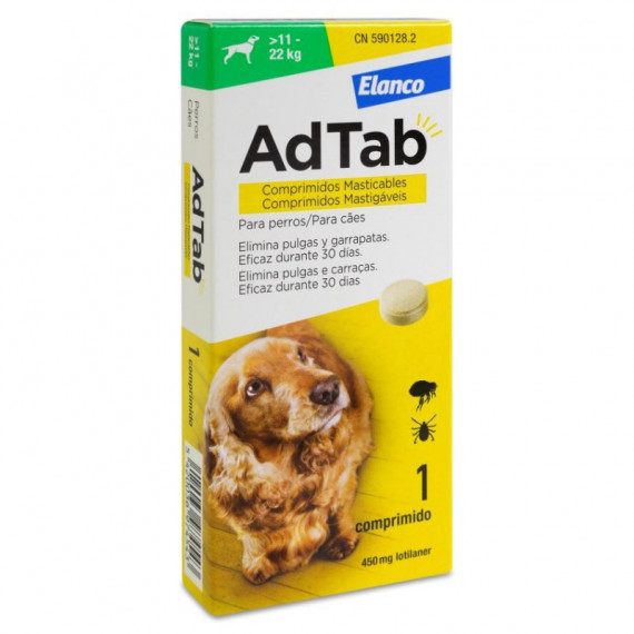 Adtab 450 Mg 1 Comprimido Masticable para Perros (11-22 Kg)  ELANCO