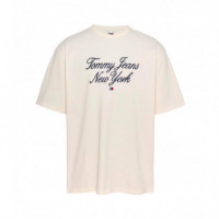 Tjm Ovz Luxe Serif Tj Ny Tee Ancient Whi  TOMMY JEANS