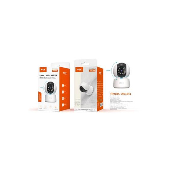 MTK Camara Ip de Vigilancia Ptz Inteligente TR9184 360º,HD,VSION Nocturna,color Resistente Al Agua