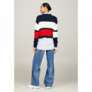 Tjw Colorblock Badge Sweater Ancient Whi  TOMMY JEANS