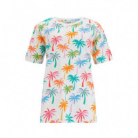 Sugarhill Brighton camisetas mujer Camiseta Sugarhill Kinsley Relaxed Multi Rainbow Palms