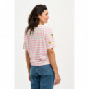SUGARHILL BRIGHTON Camisetas Mujer Camiseta Sugarhill Kinsley Relaxed Off-white Pink Fruit Embroidery
