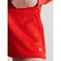 Ck Embro Badge Shorts Fiery Red  CALVIN KLEIN