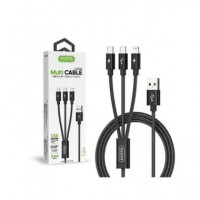 ACCETEL Cable de Carga Usb-a a Lightning+tipo C+tipo-c 3.6AMP CU2010